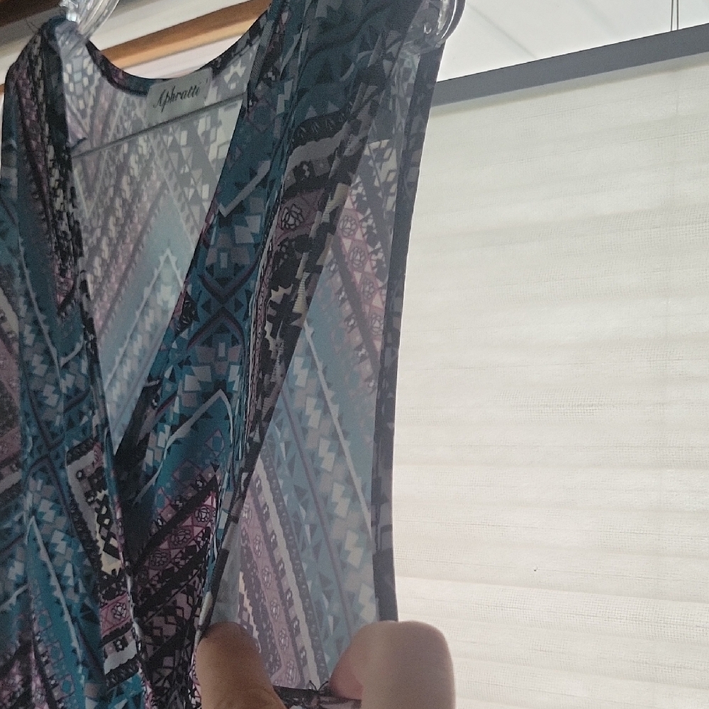 Casual Blue and Black V-Neck Maxi Dress - Picture 4 of 6